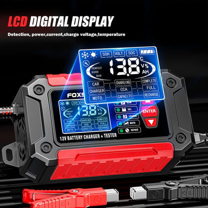 FOXSUR Cars Motorcycles 12V Lithium Cattery Charger With Battery Detection, US Plug, EU Plug, UK Plug, AU Plug, JP Plug
