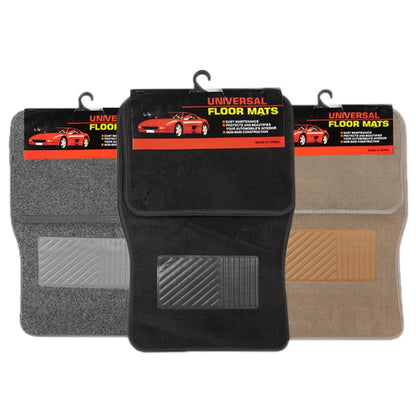 4pcs /Set Universal Car Foot Mats PVC Flocking Pads, Black, Beige, Gray