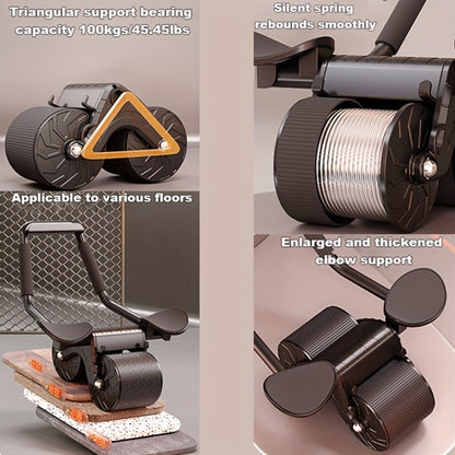 Automatic Rebound Abdominal Roller With Elbow Support & Mobile Phone Bracket, Standard Model Orange, Standard Model Black, Standard Model White, Timing Model Orange, Timing Model Black, Timing Model White