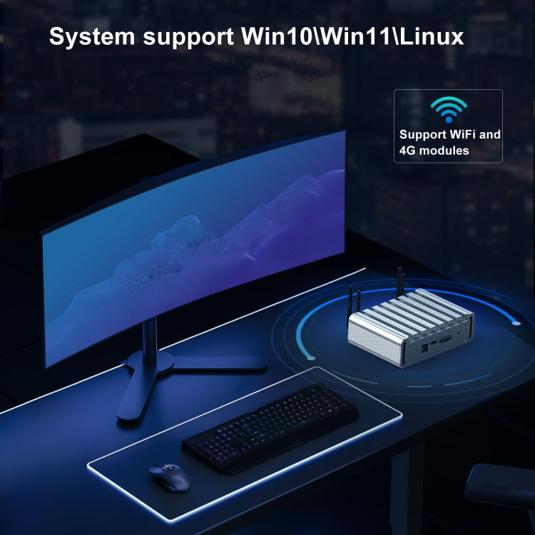 HYSTOU P09B-J4125-4L 8GB DDR4+128GB SSD Industrial Computer Soft Route From 2.5G Multi -Network HTPC Server Mini Console, With EU Adapter, With US Adapter, With UK Adapter