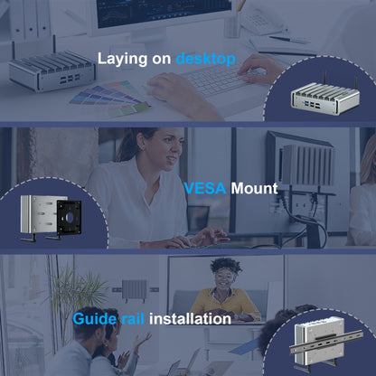 HYSTOU P09B-J4125-4L 8GB DDR4+128GB SSD Industrial Computer Soft Route From 2.5G Multi -Network HTPC Server Mini Console, With EU Adapter, With US Adapter, With UK Adapter