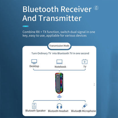 Q3 2-in-1 RGB Light Bluetooth Audio Receiver Launcher Car Audio Adapter, Q3