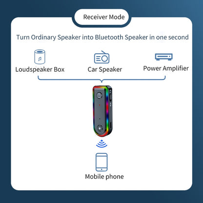 Q3 2-in-1 RGB Light Bluetooth Audio Receiver Launcher Car Audio Adapter, Q3