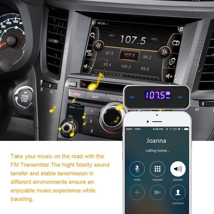 FM-01 3.5mm Music Audio FM Transmitter Mini Wireless Car MP3 Player, FM-01