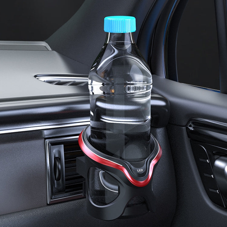 Car Cup Holder Air Conditioner Outlet Multifunctional Storage Rack, Black Red LED Light, Black Silver LED Light, Black Red Ordinary, Black Silver Ordinary