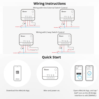 SONOFF ZBMINI L2 Single Fire Dual Control Intelligent On/Off Switch Module Cell Phone Remote Voice Control Switch