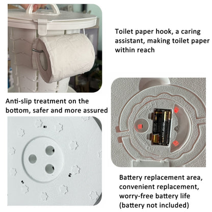 Retractable Portable Travel Toilet Collapsible Stool for Outdoors Fishing Camping, Ordinary White, Ordinary Black, With Light White, With Light Black