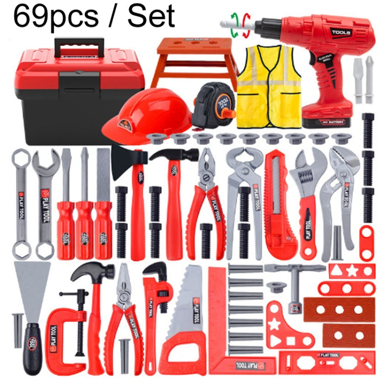 Children Simulation Repair Toolbox Pretend Play Toy Set, 55pcs / Set, 68pcs / Set, 69pcs / Set