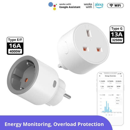 Smart WiFi Socket Electricity Time Switching Voice Control, SONOFF S60TPG UK Plug