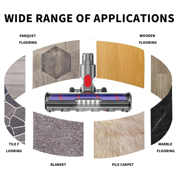 For Dyson V7 V8 V10 V11 Vacuum Cleaner Motor Head Soft Bristle Roller Brush With Light, Motorhead With Light