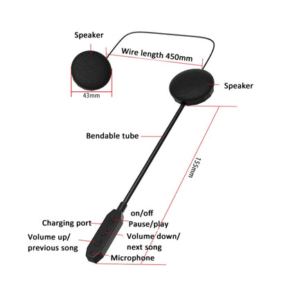 Bluetooth 5.3 Motorcycle Helmet Headset Stereo Intelligent Noise Reduction Riding Headphone, JK09