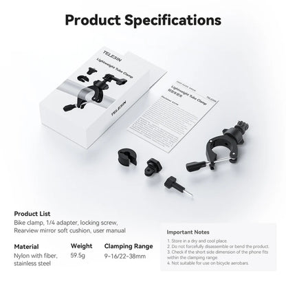 Lightweight Stem Clamp Cycling Bracket 360 Degree Adjustable Sports Camera Universal, TELESIN TE-HBM-004