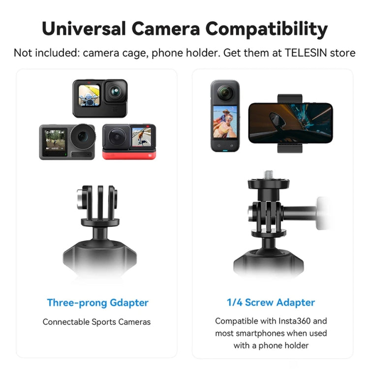 Lightweight Stem Clamp Cycling Bracket 360 Degree Adjustable Sports Camera Universal, TELESIN TE-HBM-004