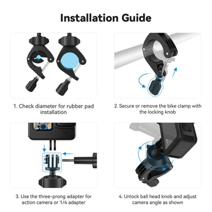 Lightweight Stem Clamp Cycling Bracket 360 Degree Adjustable Sports Camera Universal, TELESIN TE-HBM-004