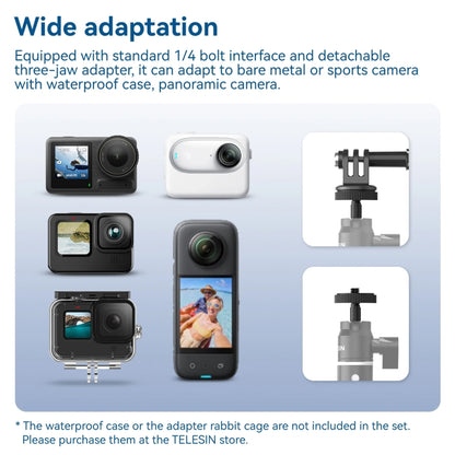 65.4cm Aluminum Alloy Waterproof Ball Head Selfie Stick Diving Shooting Sports Camera Extension Stick, TELESIN WSS-001