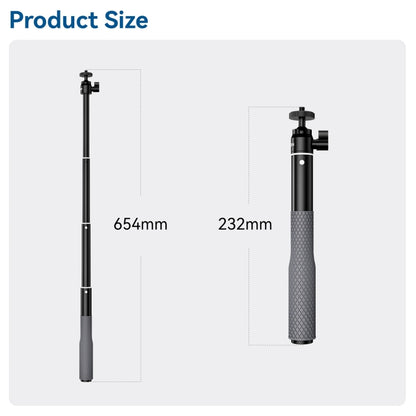 65.4cm Aluminum Alloy Waterproof Ball Head Selfie Stick Diving Shooting Sports Camera Extension Stick, TELESIN WSS-001