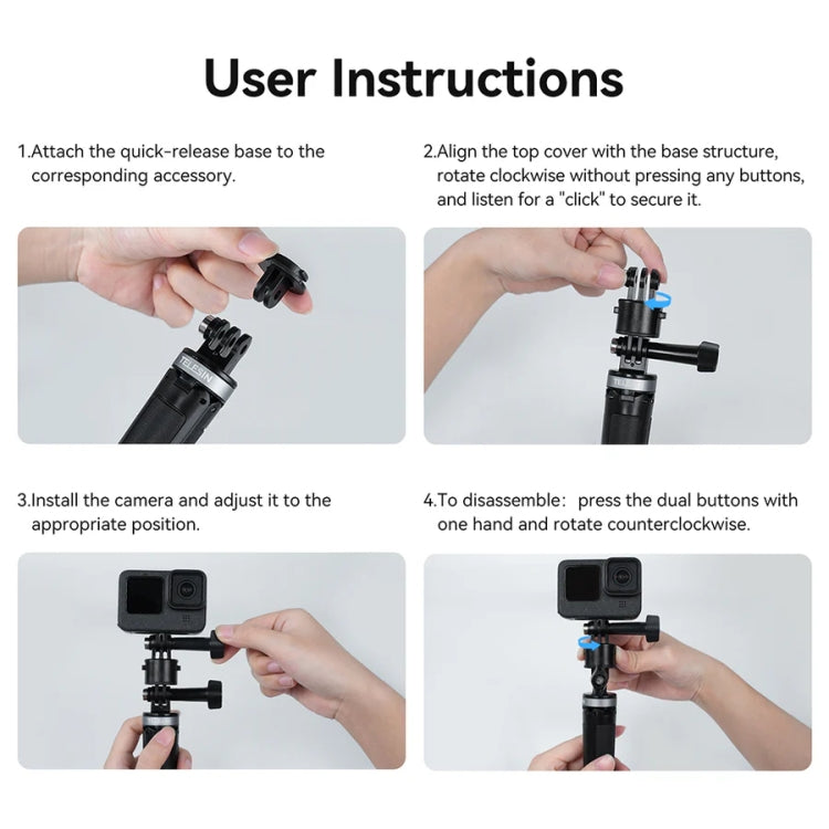 TELESIN CQM-001 Universal Magnetic Quick Release Adapter Kit For Sports Cameras, Magnetic Quick Release Adapter Kit