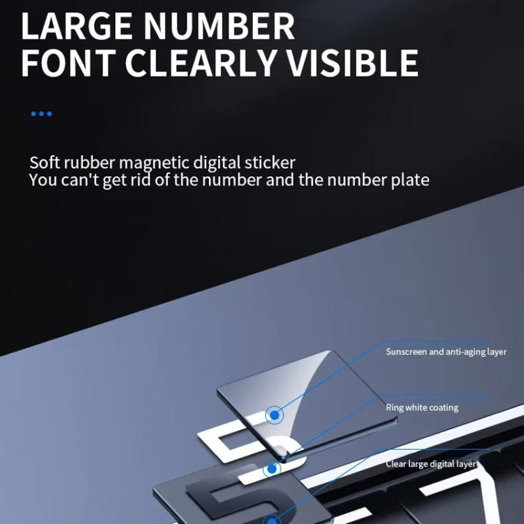 Metal Hidden Temporary Parking Number Plate Ornaments, Single Number Gray, Single Number Silver, Dual Number Gray, Dual Number Silver