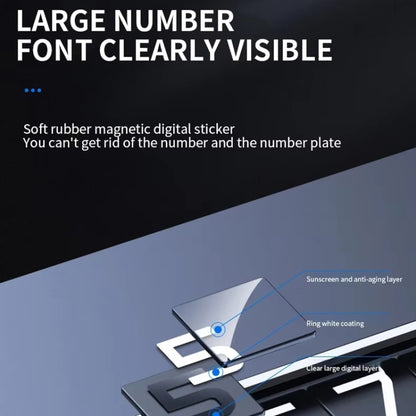 Metal Hidden Temporary Parking Number Plate Ornaments, Single Number Gray, Single Number Silver, Dual Number Gray, Dual Number Silver