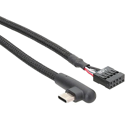 Motherboard USB 9Pin To Type-C Elbow Data Cable Braided Network Cable, 60cm Elbow