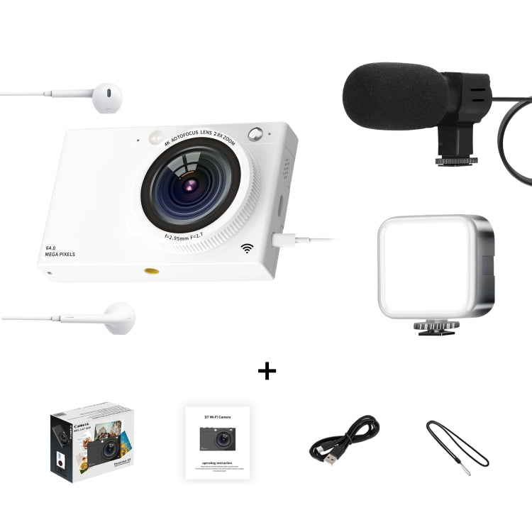High-Definition CCD Digital Camera 64 Million WiFi Card Camera, Black, White, Black + Microphone/Fill Light/Headphone Cable, White + Microphone/Fill Light/Headphone Cable, Black + Fill Light, White + Fill Light, Black + Microphone, White + Microphone