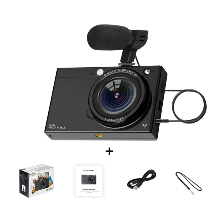 High-Definition CCD Digital Camera 64 Million WiFi Card Camera, Black, White, Black + Microphone/Fill Light/Headphone Cable, White + Microphone/Fill Light/Headphone Cable, Black + Fill Light, White + Fill Light, Black + Microphone, White + Microphone