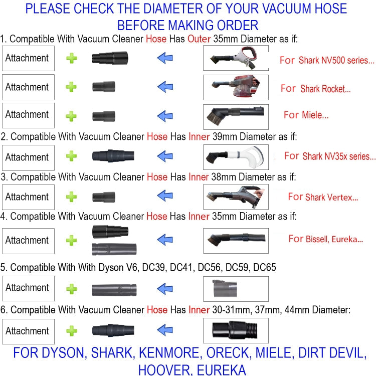 Universal Vacuum Attachments 32mm Nozzle Adapter Accessories Cleaning Kit, 6 In 1, 9 In 1 Set 1, 9 In 1 Set 2, 9 In 1 Set 4, 10 In 1