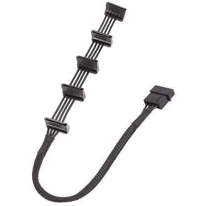 18AWG Large 4Pin Sleeve Grid 1 To 5 SATA Hard Drive Cage Cable, 40cm 4Pin 1 To 5
