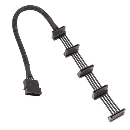 18AWG Large 4Pin Sleeve Grid 1 To 5 SATA Hard Drive Cage Cable, 40cm 4Pin 1 To 5