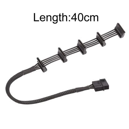 18AWG Large 4Pin Sleeve Grid 1 To 5 SATA Hard Drive Cage Cable, 40cm 4Pin 1 To 5