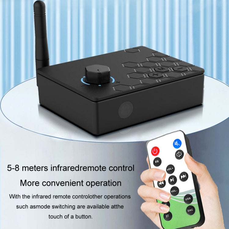Bluetooth 5.4 Receiver Digital To Analog Card U Disk Converter Adapter With Remote Control, Fiber Optic Conversion, Coaxial Conversion