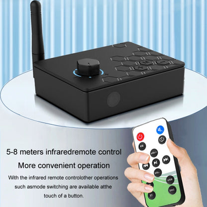 Bluetooth 5.4 Receiver Digital To Analog Card U Disk Converter Adapter With Remote Control, Fiber Optic Conversion, Coaxial Conversion
