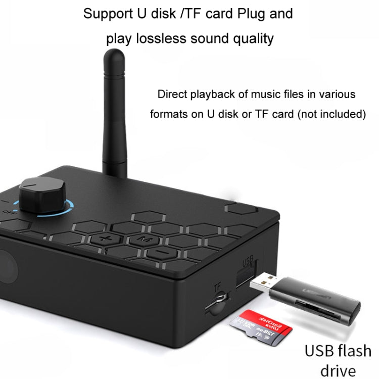 Bluetooth 5.4 Receiver Digital To Analog Card U Disk Converter Adapter With Remote Control, Fiber Optic Conversion, Coaxial Conversion