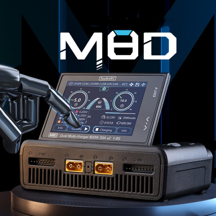 ToolkitRC M8D Colored Screen Dual Drone Aerial Powerful Balance Battery Charger, M8D