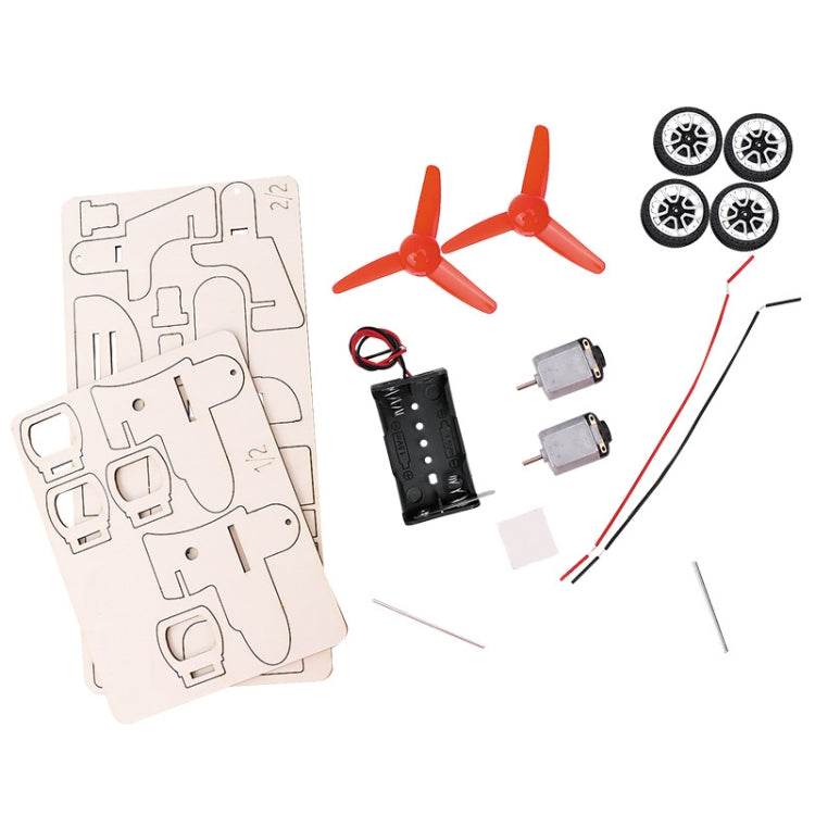DIY Dual-engine Gliding Airplane Model Children Technology Small Crafts Wooden Puzzle Electrical Toy, Dual-engine Gliding Airplane Model