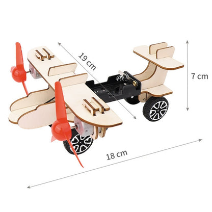 DIY Dual-engine Gliding Airplane Model Children Technology Small Crafts Wooden Puzzle Electrical Toy, Dual-engine Gliding Airplane Model