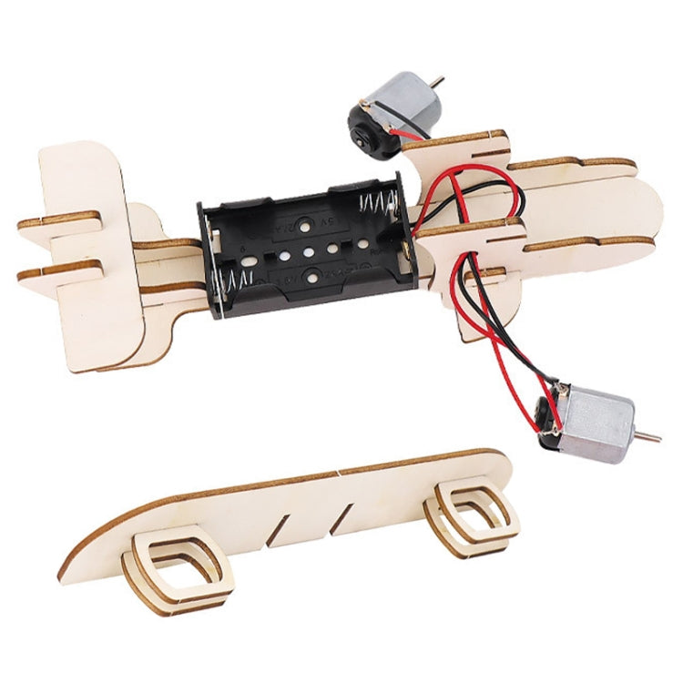 DIY Dual-engine Gliding Airplane Model Children Technology Small Crafts Wooden Puzzle Electrical Toy, Dual-engine Gliding Airplane Model