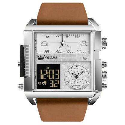 OLEVS 1101 Sports Multi-Function Square Men Quartz Electronic Watch