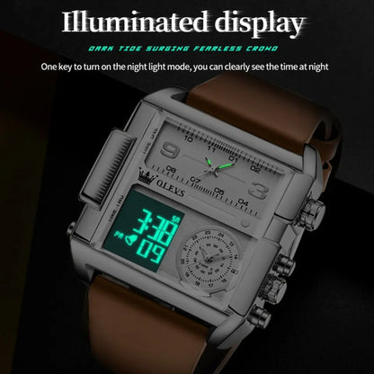 OLEVS 1101 Sports Multi-Function Square Men Quartz Electronic Watch