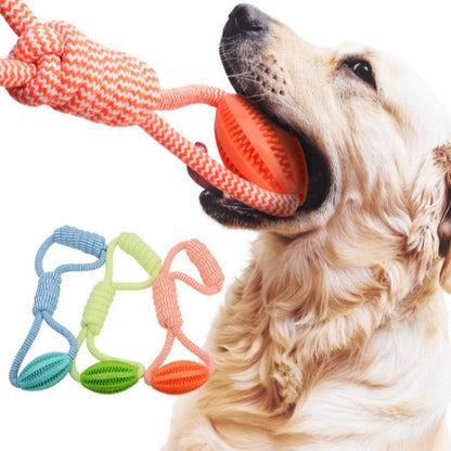 Pet Dog Toys Cotton Rope Hand Pull Leakage Food Ball Teeth Cleaning Toys