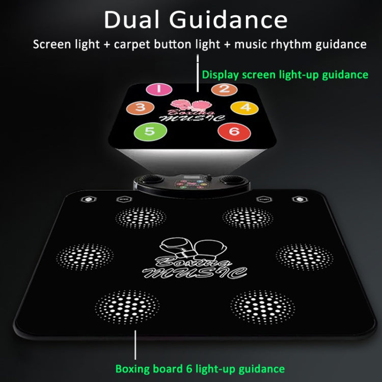 2 In 1 Bluetooth Music Boxing Dance Mat 6 Modes With Guidance Light For Adult and Children 60 x 70 x 6cm, 60 x 70 x 6cm