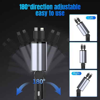 4-In-1 120W Multifunctional USB Retractable Dual-Line Digital Display Car Fast Charger