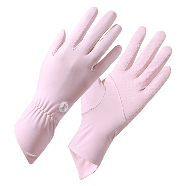 1pair Summer Thin Ice Silk Anti-Slip Sunscreen Sport Riding Finger Gloves, One Size