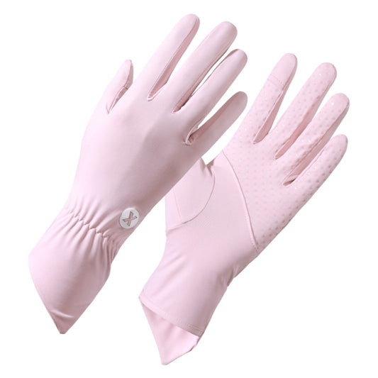 1pair Summer Thin Ice Silk Anti-Slip Sunscreen Sport Riding Finger Gloves, One Size