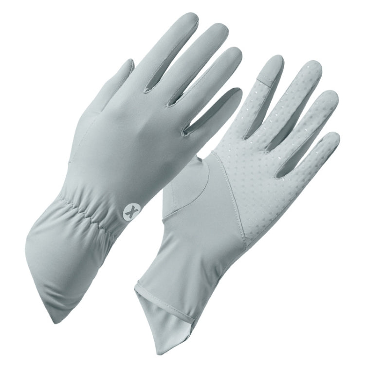 1pair Summer Thin Ice Silk Anti-Slip Sunscreen Sport Riding Finger Gloves, One Size