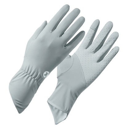 1pair Summer Thin Ice Silk Anti-Slip Sunscreen Sport Riding Finger Gloves, One Size