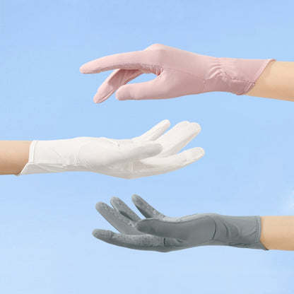 1pair Summer Thin Ice Silk Anti-Slip Sunscreen Sport Riding Finger Gloves, One Size