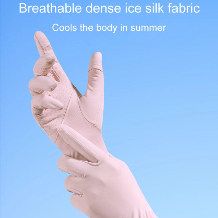 1pair Summer Thin Ice Silk Anti-Slip Sunscreen Sport Riding Finger Gloves, One Size