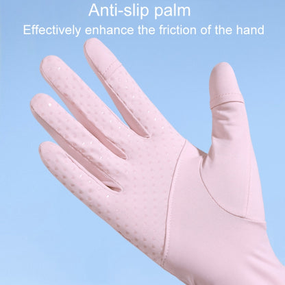 1pair Summer Thin Ice Silk Anti-Slip Sunscreen Sport Riding Finger Gloves, One Size