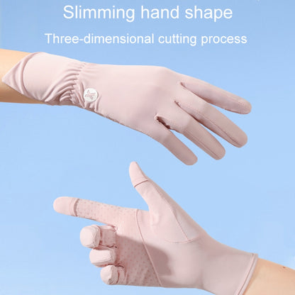 1pair Summer Thin Ice Silk Anti-Slip Sunscreen Sport Riding Finger Gloves, One Size